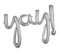 Amscan 3669311 Script Phrase: 'Yay!' Silver, 35"