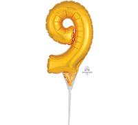 Amscan 3735701 Cakepick Micro Number '9' Gold