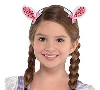 amscan 398239 Amscan - Easter Bunny Ears Pink & White Fabric & Sequins Hair Clips for Kids