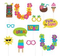 Amscan 398394 Colorful Party Photo Props Kit with Hawaiian Luau Theme - 13pcs