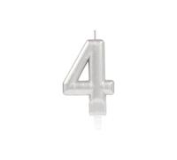 Amscan 4 Metallic Candles Silver (One Size)