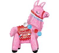 amscan 4052301 Standing Valentine Foil Balloon with Llama Design, Pink, 1 Pc, Large