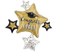 Amscan 4275901 - Congrats Grad! Sparkle Cluster SuperShape Foil Balloon - 23"
