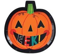 amscan 430771 Pumpkin Shaped Paper Plates 26cm - 8 Pcs, Multi-Colour, 26 cm