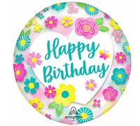 Amscan 4531911 Clearz: Happy Birthday Flowers