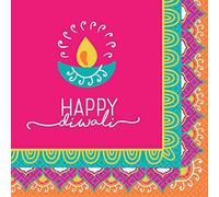 amscan 502413 Diwali 2-Ply Beverage Napkins 25cm-16 Pcs