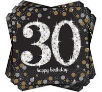 Amscan 511544 - Gold Sparkling Celebration 30th Birthday Luncheon Napkins - 16 Pack
