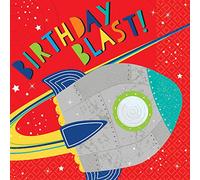 Amscan 512278 - Blast Off Space Kids Birthday Party Luncheon Napkins - 16 Pack