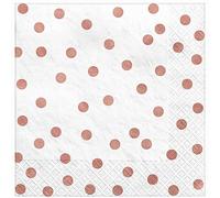 Amscan 512582-143 - Hot Stamped Metallic Rose Gold Dots Luncheon Napkins - 16 Pack