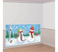 Amscan 670248 - Christmas Winter Friends Scene Setter Wall Decoration - 1.65m x 85cm, White / Blue