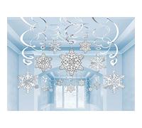 Christmas Snowflake Swirl Hanging Cutout Decorations - Aluminium Foil,Pack of 30
