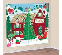 Amscan 671096 - Christmas Santa's Workshop Scene Setter Wall Decoration - 82.5cm x 1.65m