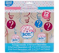 Amscan 671573 - Gender Reveal Party Girl or Boy Hanging Swirls Decorations - 12 Pack