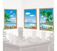 amscan 672114 Tropical Sea View Scene Setter 85cm x 67.3cm-3 Pcs