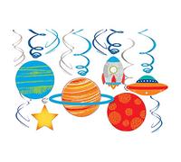 Amscan 672278 - Blast Off Space Kids Birthday Party Hanging Swirls Decorations - 12 Pack
