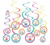 Amscan 672626 Multicolor Peppa Pig Party Hanging Swirls Decoration | 12 Pcs