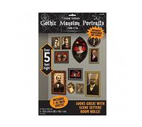 Amscan 673032 - Halloween Gothic Mansion Portraits Vinyl Wall Decoration - 2 Panels, Matte Pastel Lilac , 2 Pcs