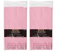 amscan 77015-109 - Pink Plastic Lined Paper Party Table Cover - 1.37m x 2.74m (Pack of 2)