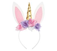 amscan 8402677 Amscan - Easter Unicorn Bunny Headband with glitter and Flowers