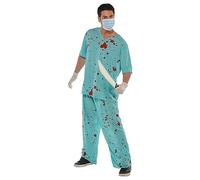 Adults BLOODY SCRUBS SURGEON Halloween Costume Mens Ladies Doctor Fancy Dress UK