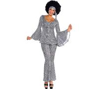 amscan 844240-55 Adults Dancing Queen Fancy Dress 1970s Disco Fever Costume (UK Dress 8-10)