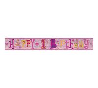 Amscan 9900012 2.7 m Happy 1st Birthday Girl Holographic Foil Banner