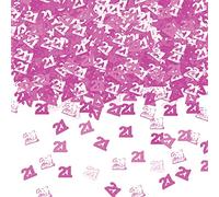 amscan 9900471 Metallic Pink Number 21 Confetti-14g-1 Pack