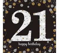 Amscan 9900564 - Gold Sparkling Celebration 21st Birthday Luncheon Napkins - 16 Pack