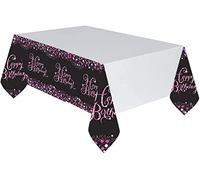 Amscan 9900572 - Pink Sparkling Celebration Happy Birthday Plastic Table Cover - 1.37m x 2.59m
