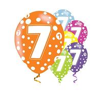 amscan 9900660 Assorted 7th Birthday Latex Balloon Party Decoration-6 Pcs