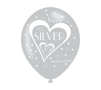 Amscan 9900693 Balloon Pk6 27Cm 25Th Silver
