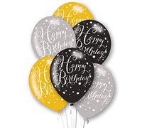 Amscan 9900731 - Gold Sparkling Celebration Happy Birthday 11 Inch Latex Balloons - 6 Pack