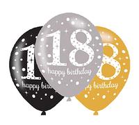 Amscan 9900736 - Sparkling Celebration 18th Birthday 11" Latex Balloons - 6 Pack