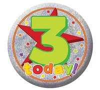 amscan 9900823 Badge Sml HoloG Happy 3rd BD