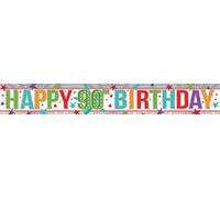 Amscan 9900971 2.7 m Happy 90th Birthday Holographic Foil Banner