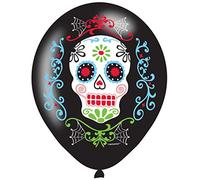 Amscan 9901175 - Day of the Dead Sugar Skull 11" Latex Balloons - 6 Pack,Blue,Large