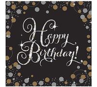 Amscan 9901176 - Gold Sparkling Celebration Happy Birthday Luncheon Napkins - 16 Pack