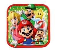 Amscan 9901536-66 - Super Mario Kids Birthday Party Square Paper Plates - 8 Pack