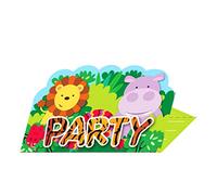 Amscan 9901920 - Jungle Friends Birthday Party Stand-Up Invitations - 8 Pack