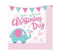 Amscan 9901938 Christening Pink Napkin 33Cm