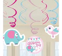 amscan 9901944 Pink On your Christening Day Swirl Decorations - 6 Pcs