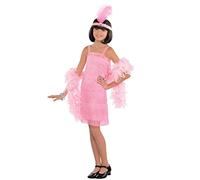 amscan 9902079 - Girls Pink Fringed Flapper Dress & Headband Costume (Age 6-8 years)