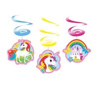 Amscan 9902115 - Rainbow Unicorn Kids Birthday Party Hanging Swirls Decorations - 6 Pack