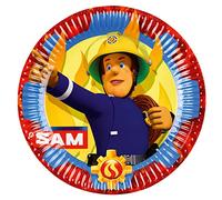 amscan 9902175-66 Fireman Sam Plates, Pack of 8, Diameter 23 cm, Paper, Fireman Sam, Paper Plates, Party Plates, Disposable Tableware, Children's Birthday Party