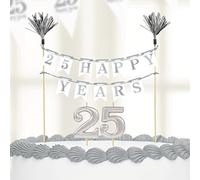 amscan 9902210 Silver 25th Cake Toppers & Candles - 3 Pcs