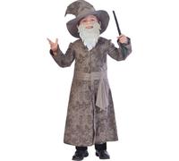 amscan 9903231 - Kids Wise Wizard Robe, Beard, Hat & Wand Boys Fancy Dress Costume Age: 5-6 Years