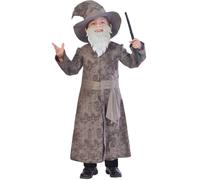 amscan 9903231 - Kids Wise Wizard Robe, Beard, Hat & Wand Boys Fancy Dress Costume Age: 7-8 Years