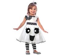amscan 9903390 - Kids Cute Happy Ghost Dress & Headband Girls Halloween Fancy Dress Costume Age:4-6 Years