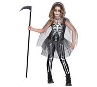 amscan 9903435 Girls Skeleton Reaper Halloween Fancy Dress Costume 8-10 Years
