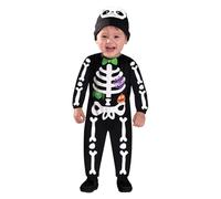 amscan 9903878 Child Toddler Baby Mini Bones Fancy Dress Skeleton Costume Haunted Halloween Outfit (Age 6-12 months)